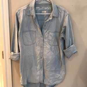 madewell light wash denim button up